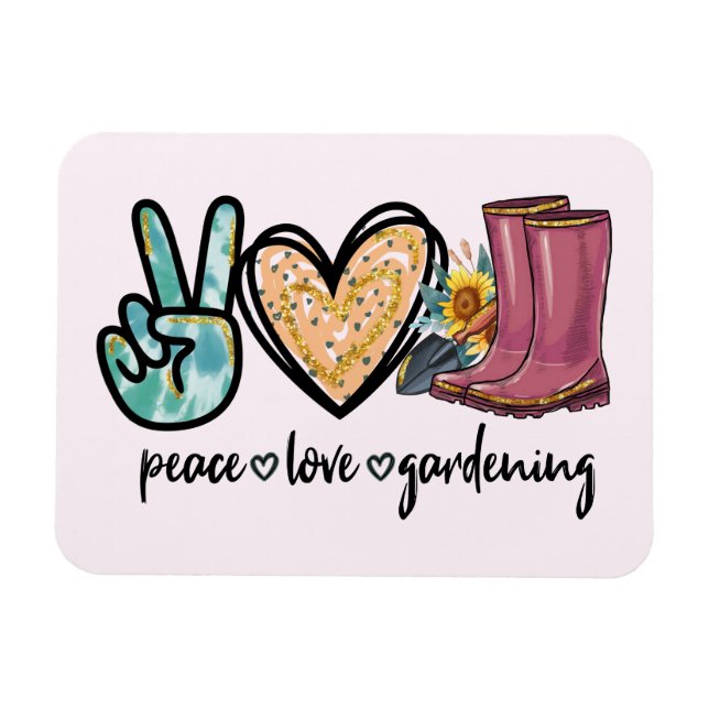 Magnet Flexible Peace Love Gardening (Horizontal)