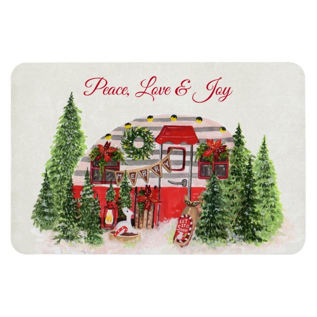 Magnet Flexible Peace Love & Joy Christmas Trailer Camper  (Horizontal)