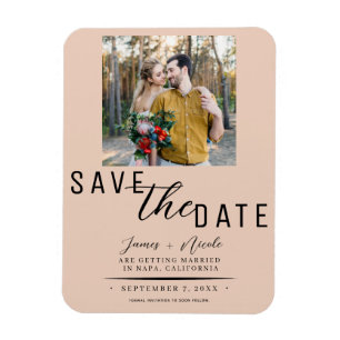 Magnet Flexible Peach Enregistrer le Mariage photo Date