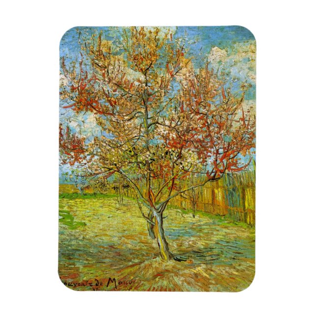 Magnet Flexible Peach Tree rose en fleurs par Vincent van Gogh (Vertical)