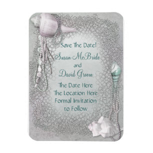 Magnet Flexible Pearl Seashell Beach Wedding Enregistrer La Date M