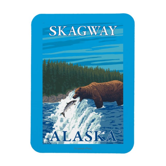 Magnet Flexible Pêche à l'ours dans la rivière - Skagway, Alaska (Vertical)
