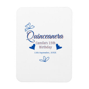 Magnet Flexible Pêche bleu quinceanera 15e anniversaire rustique m