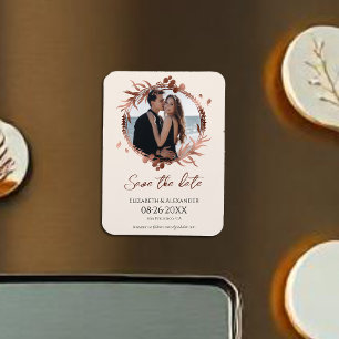 Magnet Flexible Pêche légère Wreath Photo Enregistrer la date