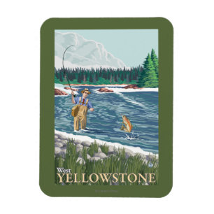Magnet Flexible Pêcheur à la mouche - West Yellowstone, Montana