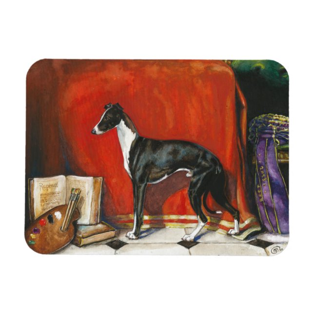 Magnet Flexible Peinture à l'aquarelle italienne Greyhound (Horizontal)