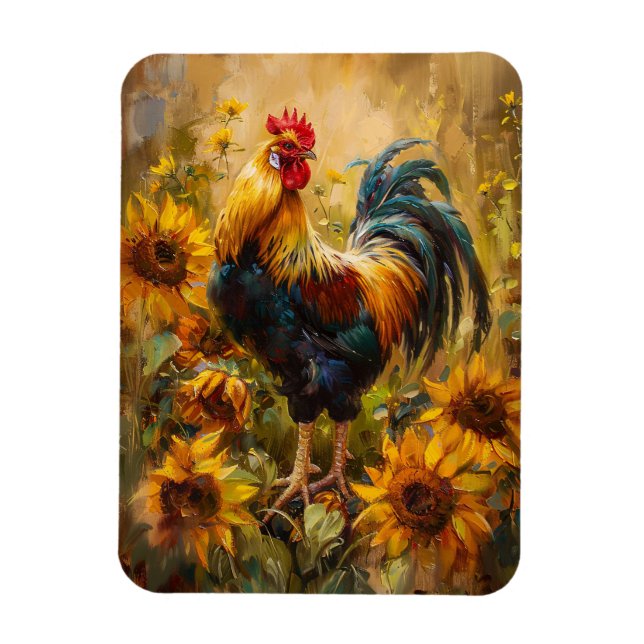 Magnet Flexible Peinture à l'huile de coq et tournesol Flexible (Vertical)