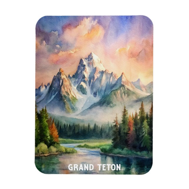 Magnet Flexible Peinture aquarelle du parc national du Grand Teton (Vertical)