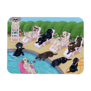 Magnet Flexible Peinture de Labradors de partie de Poolside