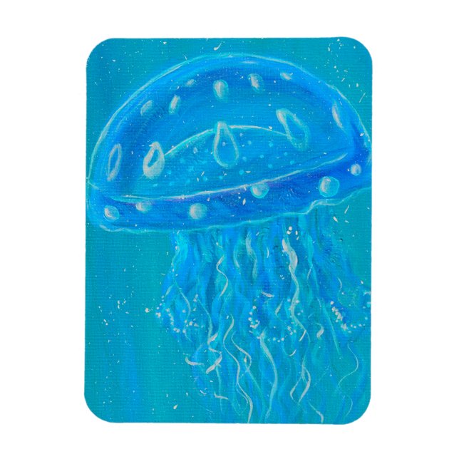 Magnet Flexible Peinture de Méduse Bleue (Vertical)