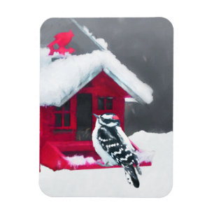 Magnet Flexible Peinture Downy Woodpecker - Art original pour oise