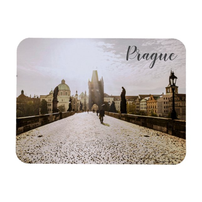 Magnet Flexible Peinture du pont Charles à Prague au lever du sole (Horizontal)