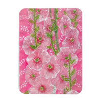 Peinture florale rose Hollyhock Malve Malva