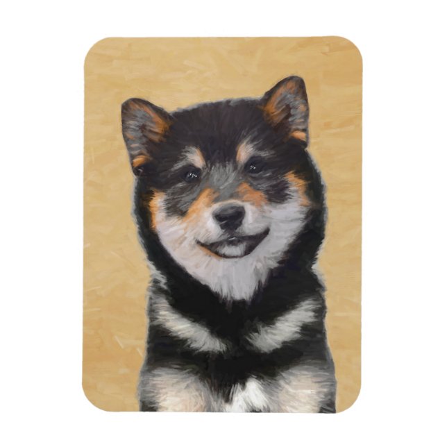 Magnet Flexible Peinture Shiba Inu (Noir et Tan) - Art Chien (Vertical)