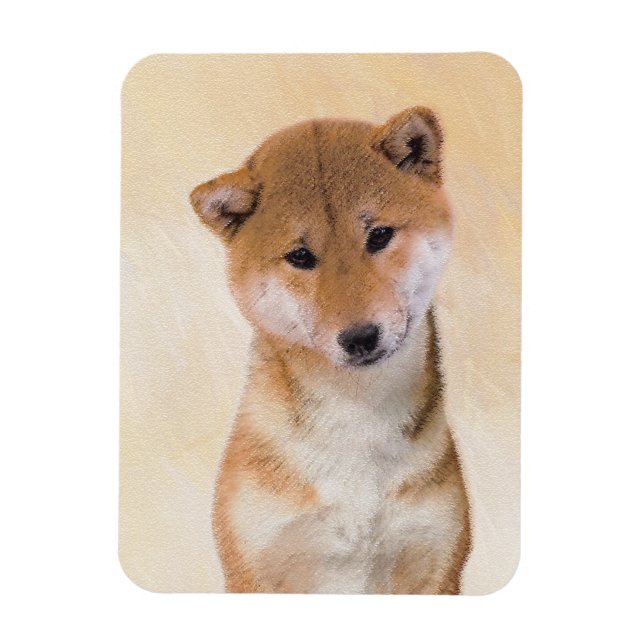 Magnet Flexible Peinture Shiba Inu (Rouge) - Art Chien original (Vertical)