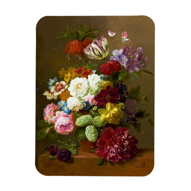 Magnet Flexible Peinture vintage à l'huile de fleur (Vertical)