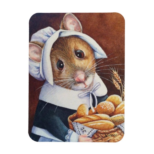Magnet Flexible Pèlerin de Thanksgiving Souris Panier d'art (Vertical)