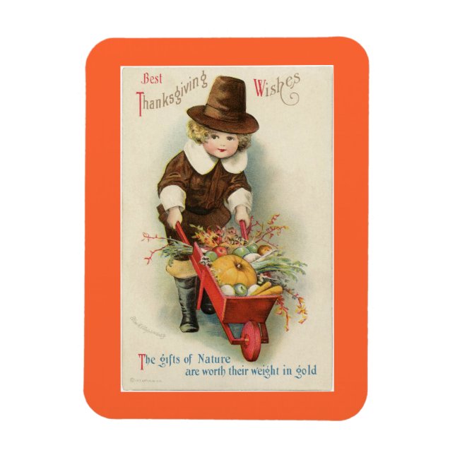 Magnet Flexible Pèlerin de Thanksgiving vintage (Vertical)