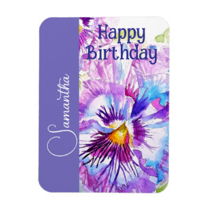 Magnet Flexible Pensée Violette Fleur de Noms de Filles d'annivers