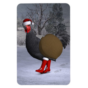 Magnet Flexible Père Noël coq noir