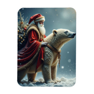 Magnet Flexible Père Noël du pôle Nord sur un ours polaire