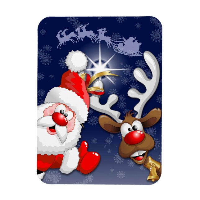 Magnet Flexible Père Noël et Reindeer Joyeux Noël Joyeux dessin an (Vertical)