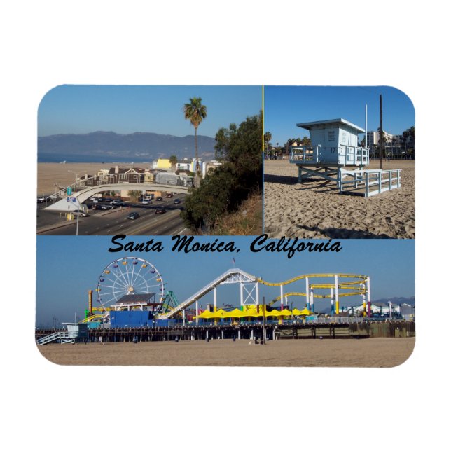 Magnet Flexible Père Noël Monica Beach Californie (Horizontal)