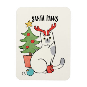 Magnet Flexible Père Noël Paws   Chat de rennes