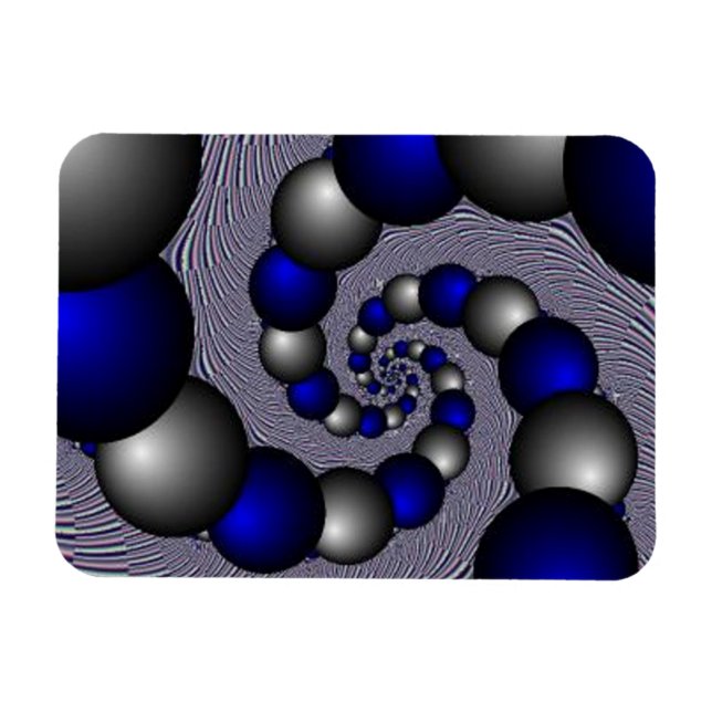 Magnet Flexible Perles D'Argent Et Bleues À L'Infini (Horizontal)