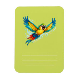 Magnet Flexible Perroquet Coloré Heureux en Vol Design de l'Oiseau
