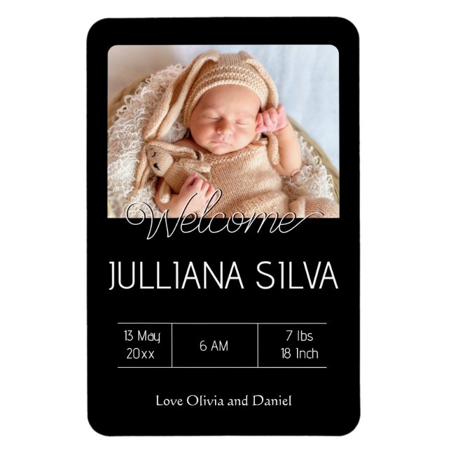 Magnet Flexible personalized baby Birth announcements  (Vertical)