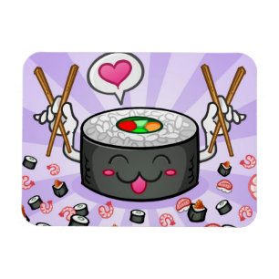 Magnet Flexible Personnage de dessin animé de sushi mangeant un