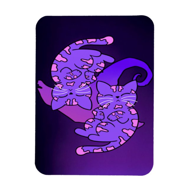 Magnet Flexible Personnalisable Purple Gemini Retro Neon Kittens M (Vertical)