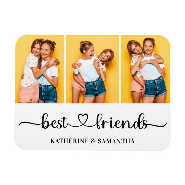 Magnet Flexible Personnalisé 3 Photo Collage Meilleurs Amis Pour T (Horizontal)