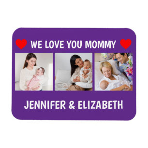 Magnet Flexible Personnalisé 3 Photo Nous t'aimons Maman Navy