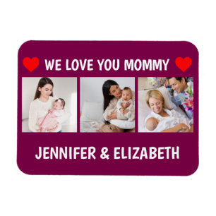 Magnet Flexible Personnalisé 3 Photo Nous t'aimons Maman Navy 