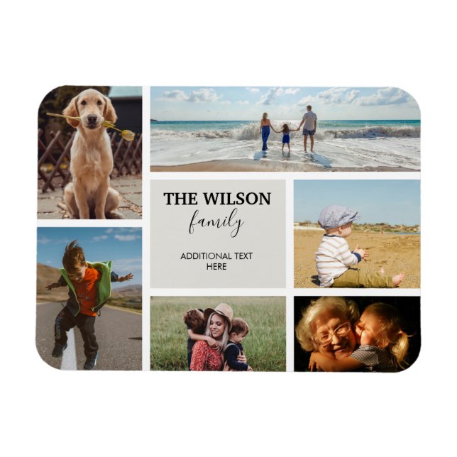 Magnet Flexible Personnalisé 6 Photo Famille Souvenirs Collage (Horizontal)