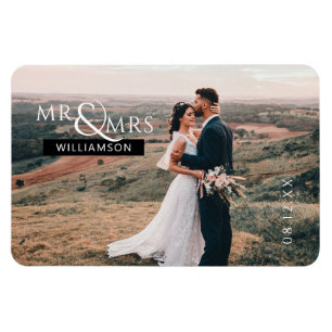 Magnet Flexible Personnalisé M. & Mme Monogram Mariage Photo