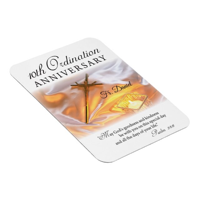 Magnet Flexible Personnaliser, 10e anniversaire d'ordination, Croi (Côté Droit)