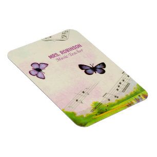 Magnet Flexible Personnaliser, Musique Papillons Merci Enseignant