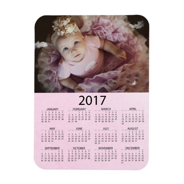 Magnet Flexible Personnalisez ce mini calendrier rose 2017 (Vertical)