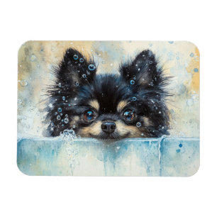 Magnet Flexible Petit Chien Poméranien dans la baignoire flexible