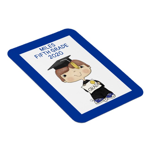 Magnet Flexible Petit garçon diplômé Cheveux Brown (Côté Droit)