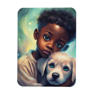 Magnet Flexible Petit garçon et chiot