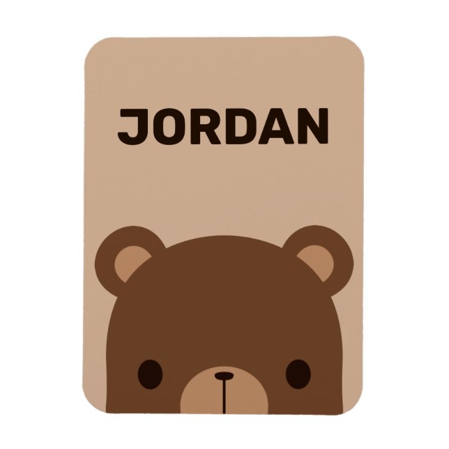 Magnet Flexible Petit ours Brown mignon avec nom personnalisé (Vertical)