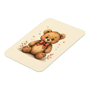 Magnet Flexible Petit ours brun mignon adorable avec cravate