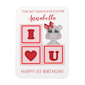 Magnet Flexible Petite-fille adorable premier anniversaire Hippopo