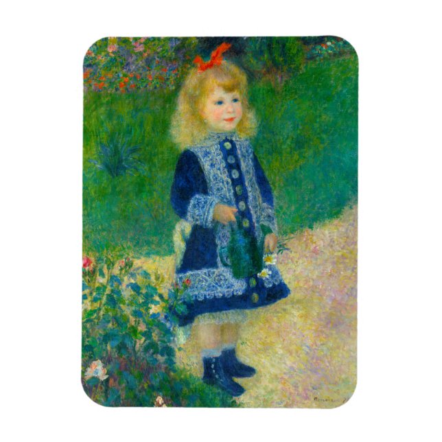 Magnet Flexible Petite fille en bleu Renoir avec canne à eau (Vertical)