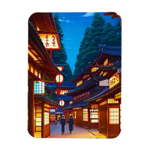 Magnet Flexible Petite rue de ville japonaise la nuit