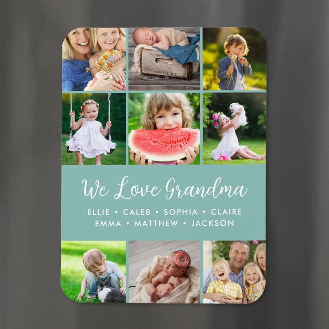 Magnet Flexible Petits-enfants personnalisés Noms 9 Photo Collage (Créateur téléchargé)